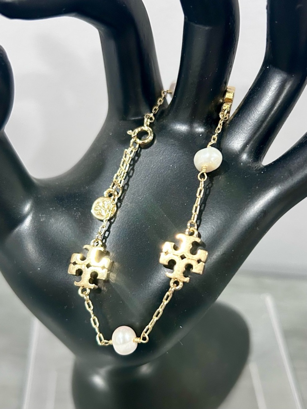 Tory Burch Gold Tone with Pearl Link Bracelet
